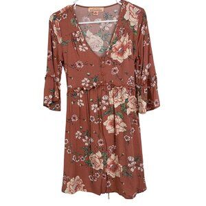 New Band Of Gypsies B.O.G Collective XS Floral V-Neck Ruffle Dress RDD10483
